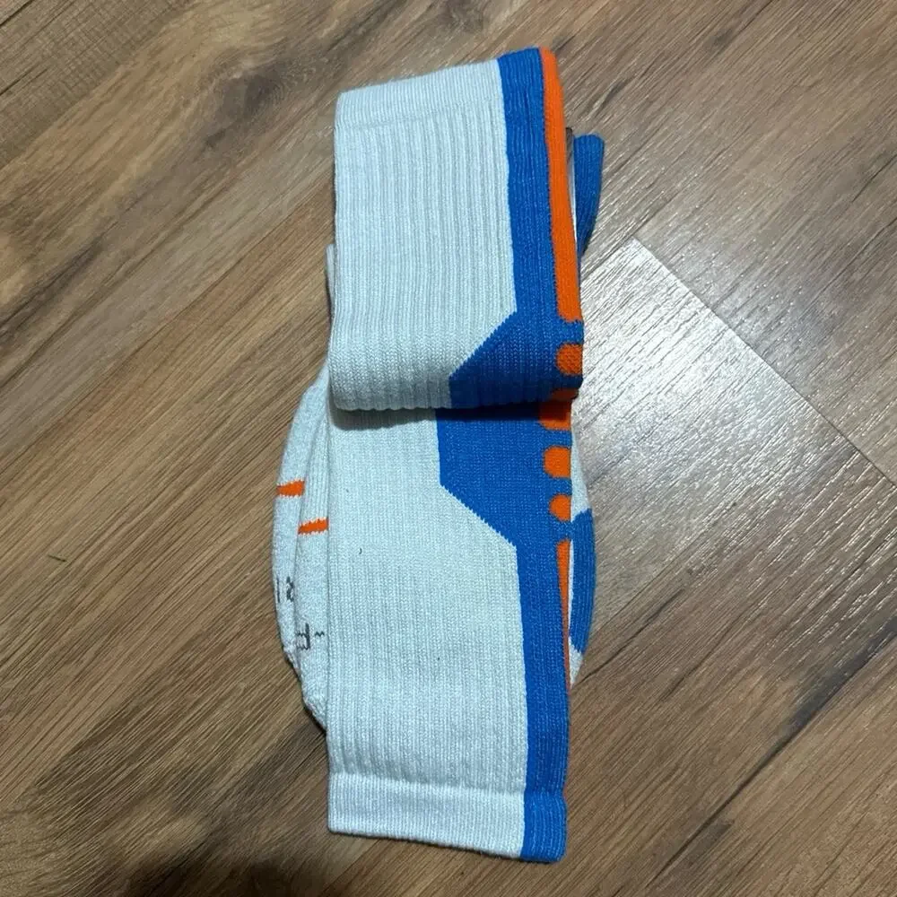 2012 Nike KD Elite Cushioned Basketball Dri-Fit Blue Orange Vintage Crew Socks